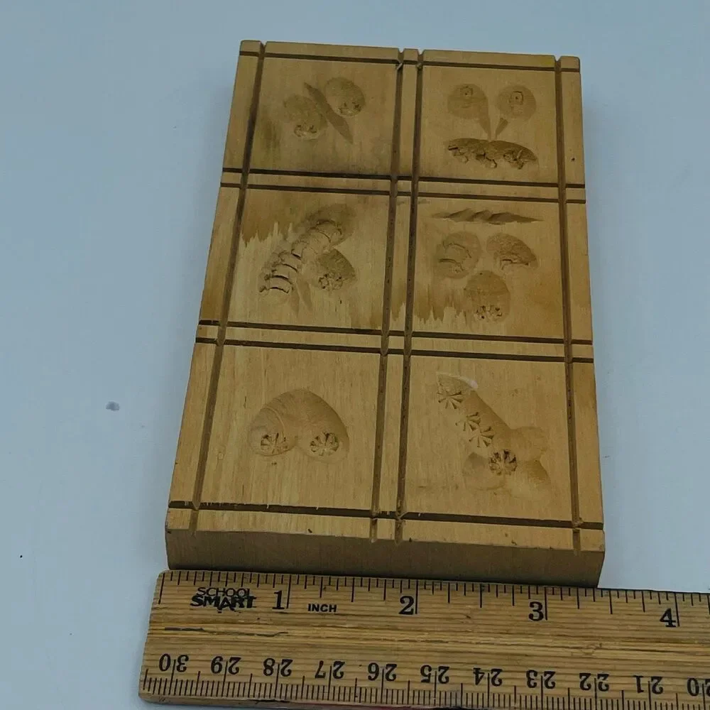 Vintage Hand Carved Wooden Speculaas Cookie Mold Springerle Board Folk Art Decor